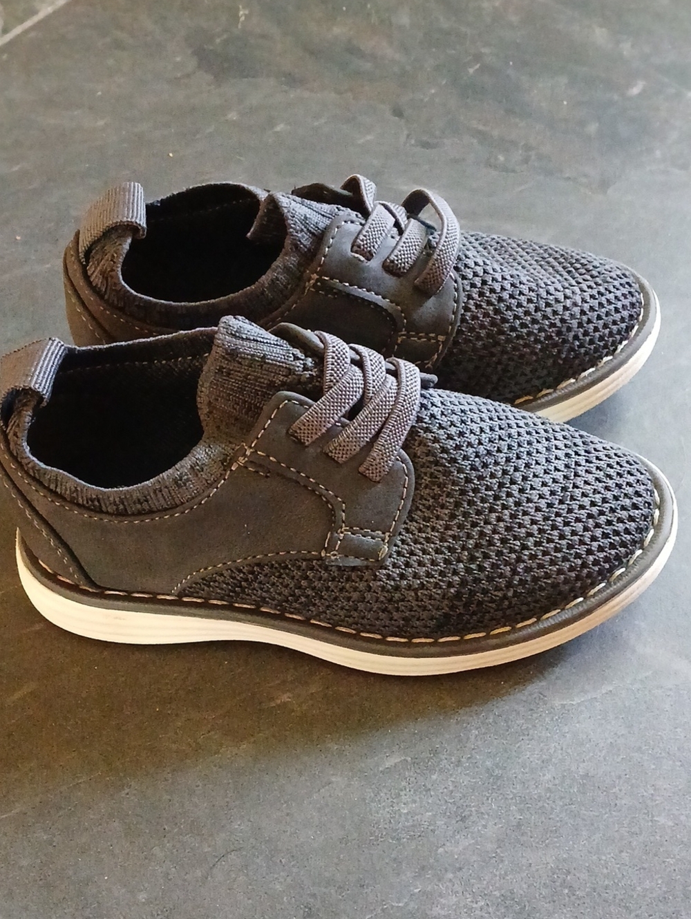 Cat & Jack Boys Knit Lace-Up Sneakers in Charcoal